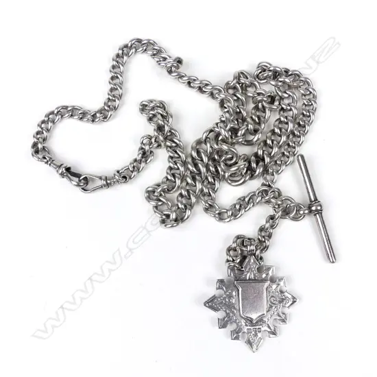 A heavy Edwardian silver fob chain
