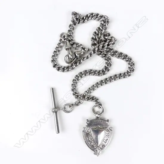 An Edwardian silver fob chain