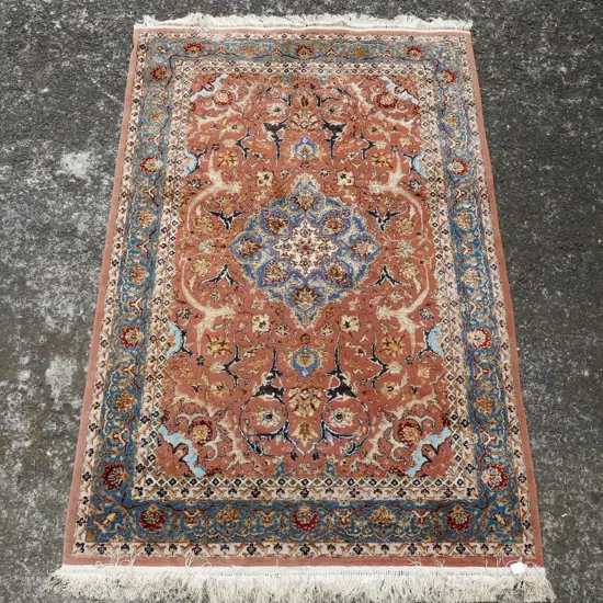 A silk and mercerised cotton hand knotted rug