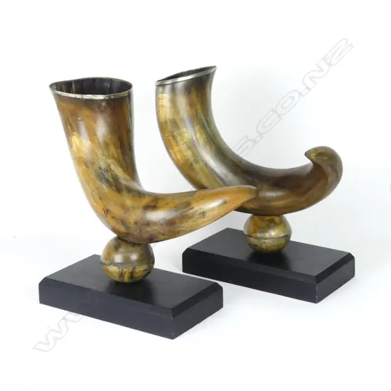 A pair of decorative drinking horns