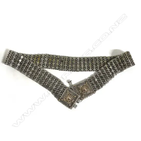 A Victorian silver plated chain mail belt