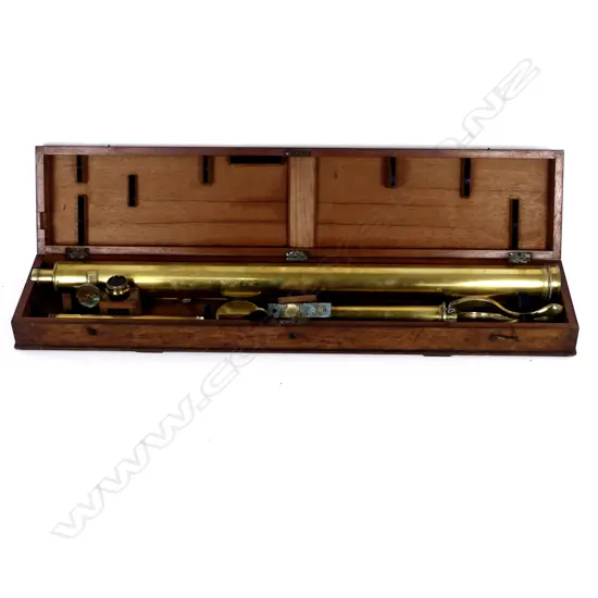 A Victorian brass refracting table tripod telescope