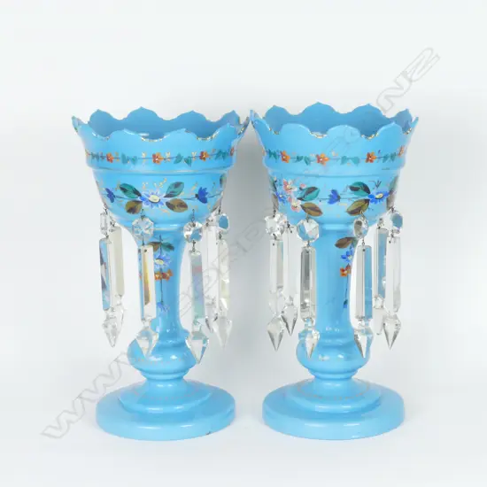A pair of Victorian glass lustre vases