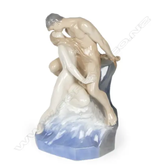 A fine large Royal Copenhagen 'Wave and Rock' figure group