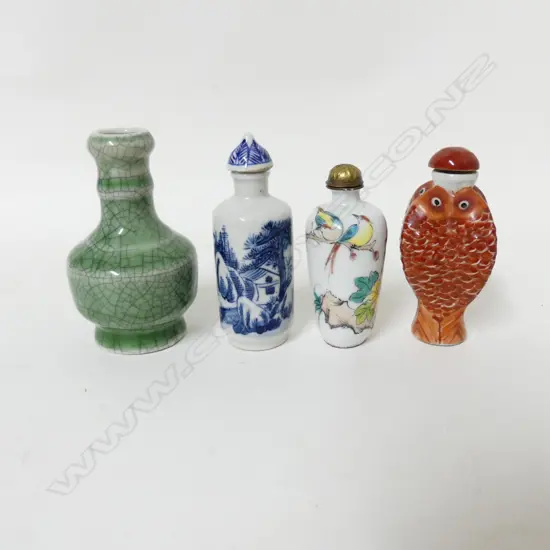 Four Chinese porcelain snuff bottles