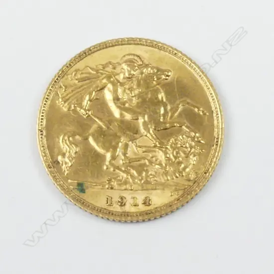 A 1914 gold half-sovereign