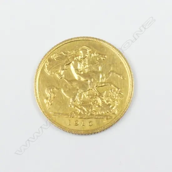A 1910 gold half-sovereign