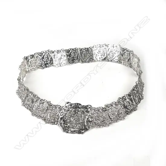 An Edwardian Art Nouveau silver belt and buckle