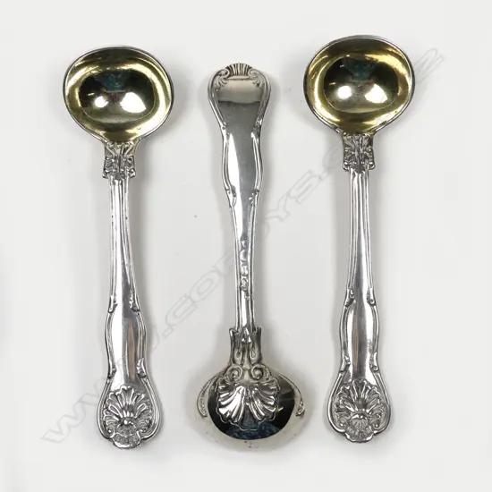 Three William IV silver mustard spoons