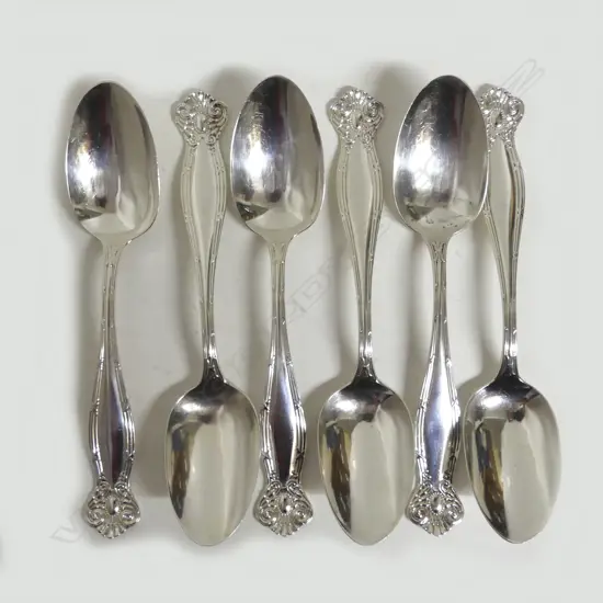 Six American silver dessert spoons