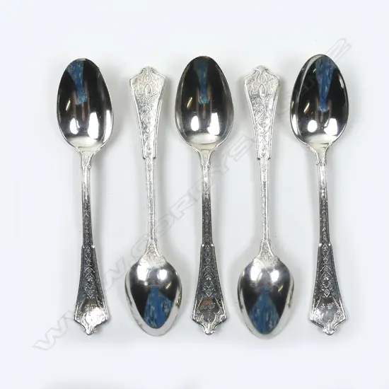 Five Tiffany & Co. sterling silver dessert spoon