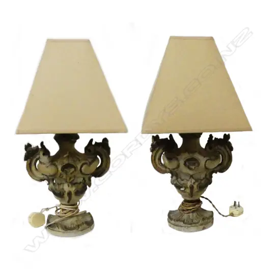 A pair of Italian painted side lamps