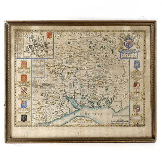 John Speed 'Hantshire described and devided (sic)' (Map of Hampshire)