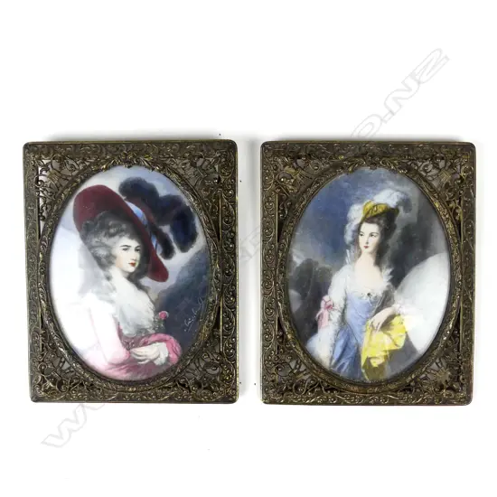 A pair of miniature paintings on ivory