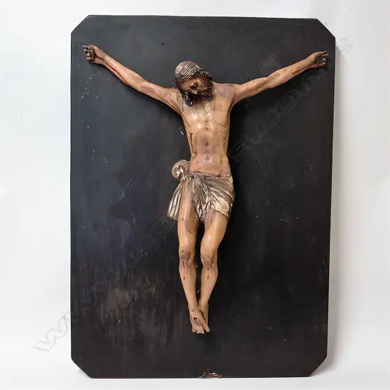A c.1900 painted plaster crucifix