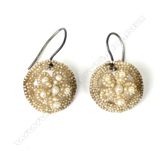 A pair of George III seed pearl earrings