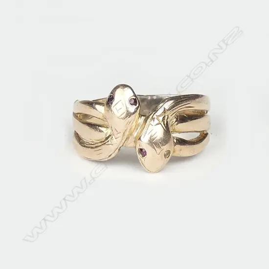 A 9ct rose gold snake ring