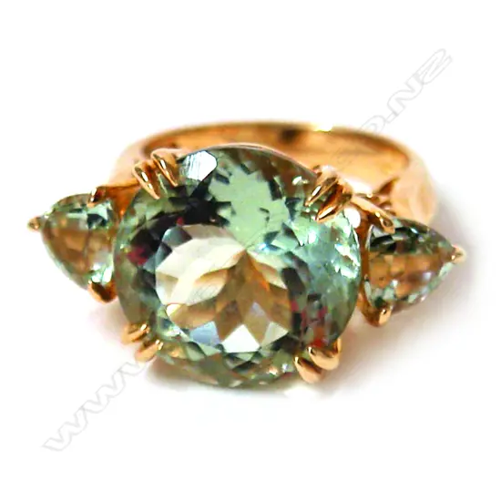 A large 14ct. yellow gold and aquamarine lady's dress ring