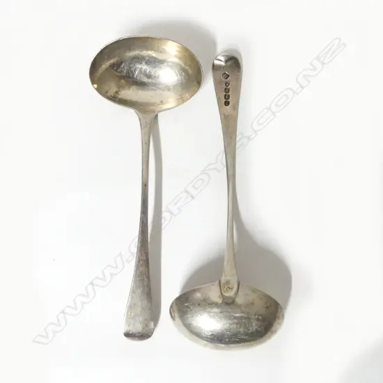 A pair of George IV silver sauce ladles