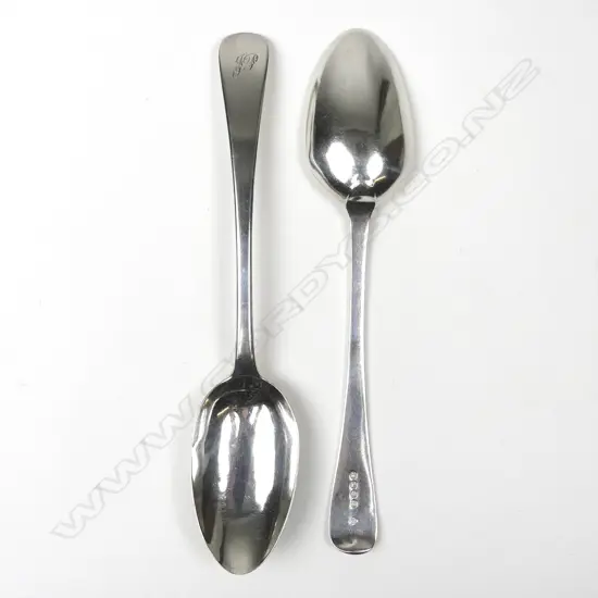 A pair of George III silver tablespoons