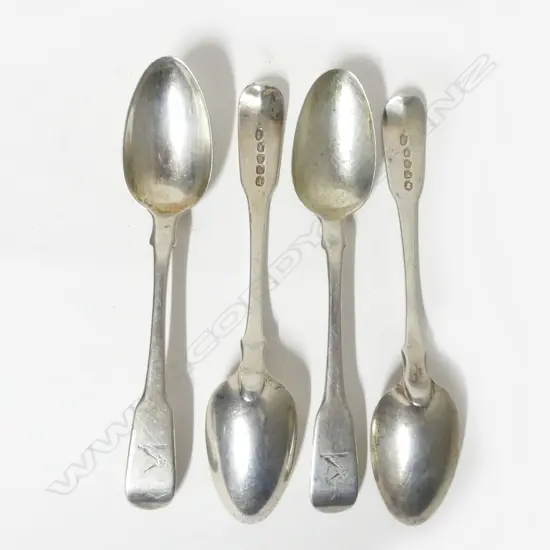 Four George III silver teaspoons