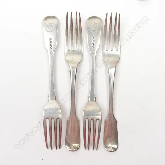 Four Geo IV silver table forks