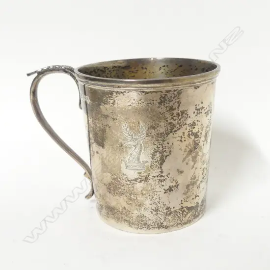 A silver mug