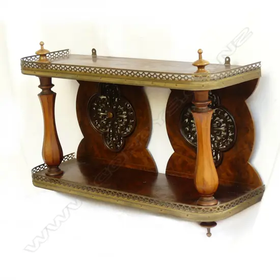 A Victorian walnut wall shelf