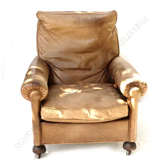A vintage leather club chair