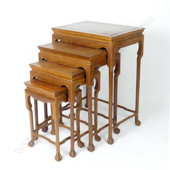 A nest of four Chinese light rosewood tables
