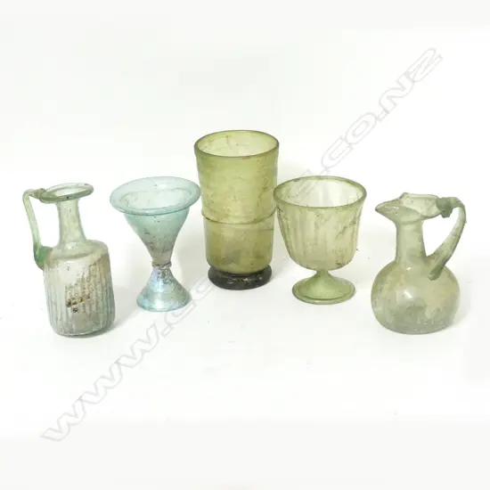Five Roman glass items