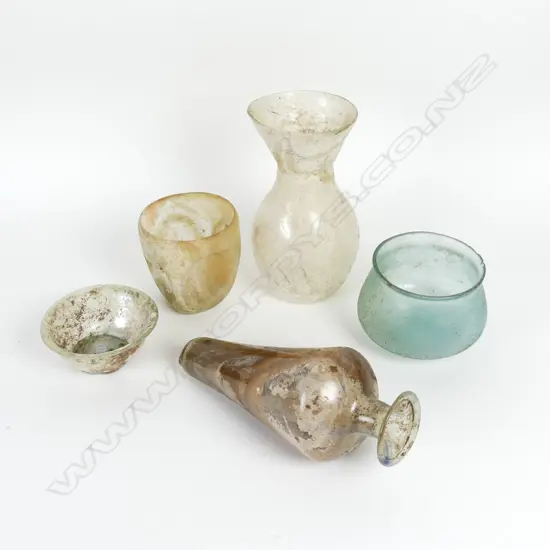 Five Roman glass items