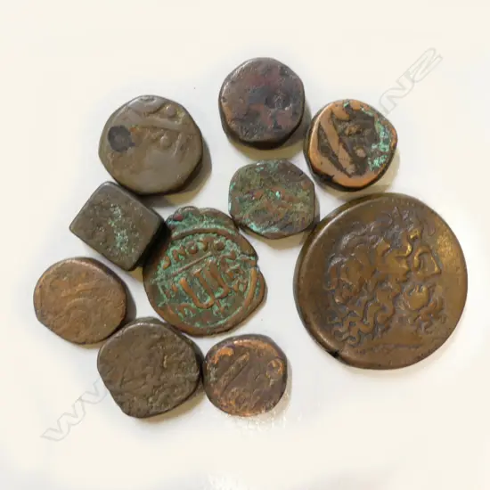 Ten ancient Greek and Roman bronze coins