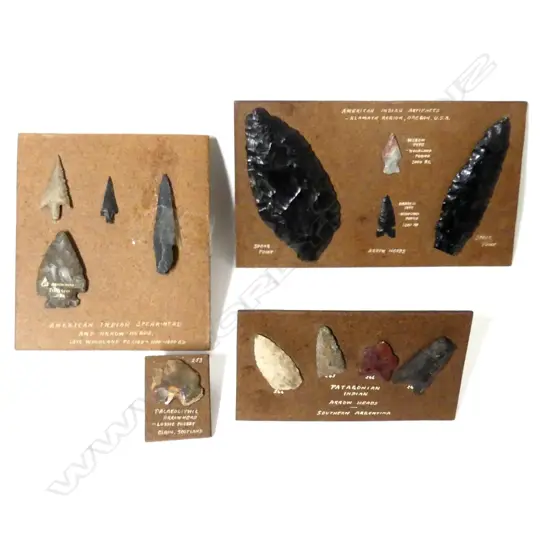 13 napped stone arrowheads and spear points