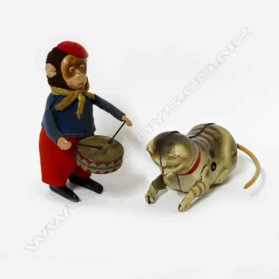 A Schuco clockwork monkey drummer