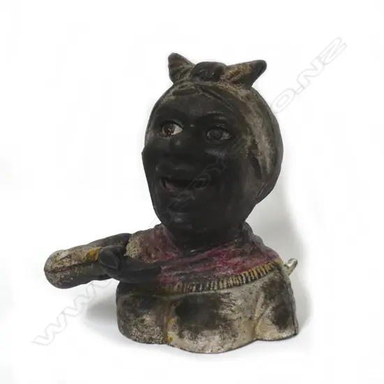 An American colonial 'Dinah' mechanical cast iron money box