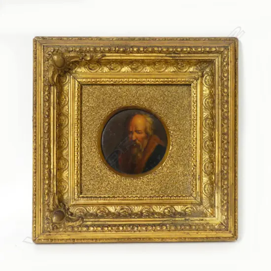 A Georgian painted papier-mâché snuff box lid