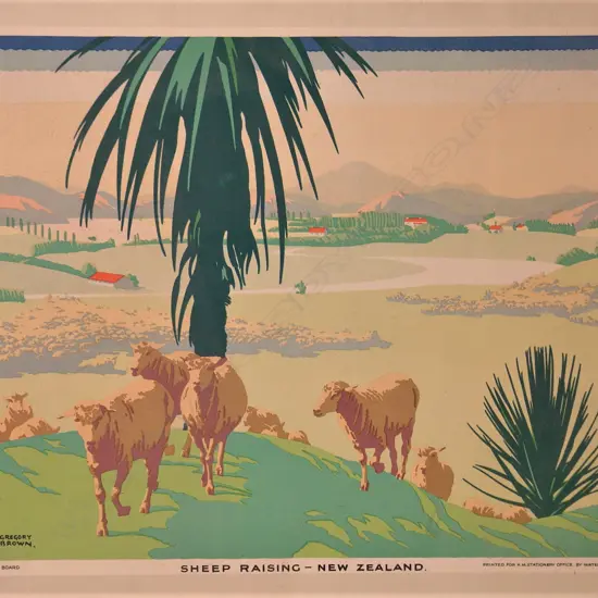 A vintage N.Z. advertising poster 'Sheep Raising - New Zealand'