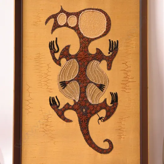 A 1960's/70's embroidered panel of the Opihi Taniwha