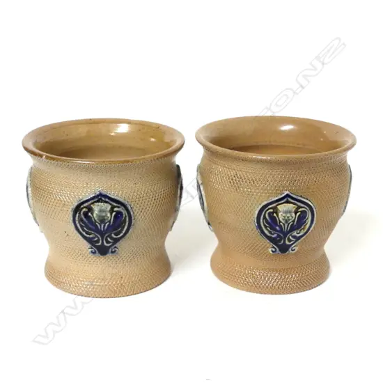 A pair of Royal Doulton Lambeth small vases