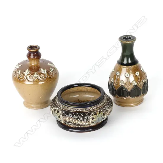 Three pieces of miniature Doulton Lambeth ware