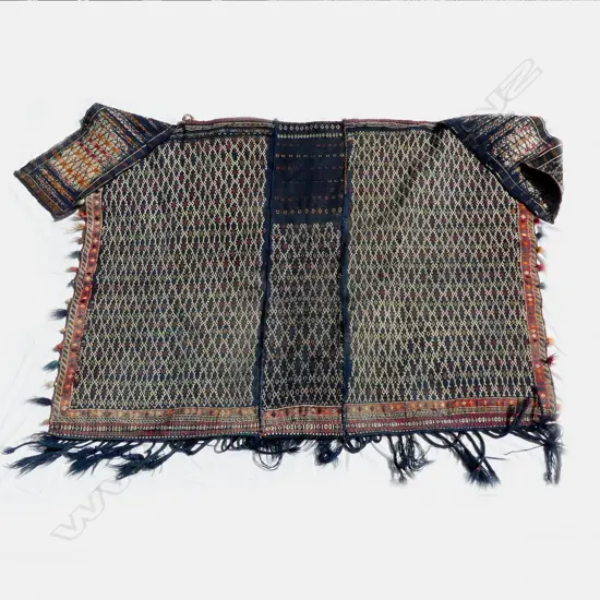 An antique extra-weft woven flat weave horse blanket