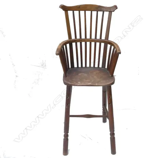 An early 19thC child's Windsor stick-back high chair