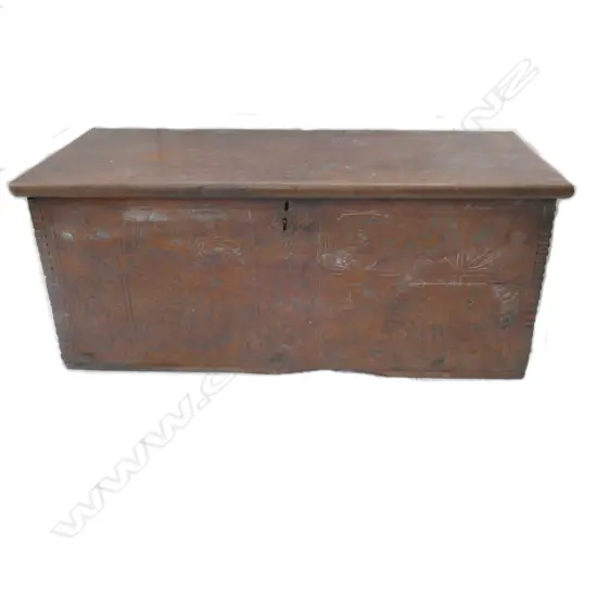 A 17thC Italian walnut boarded chest