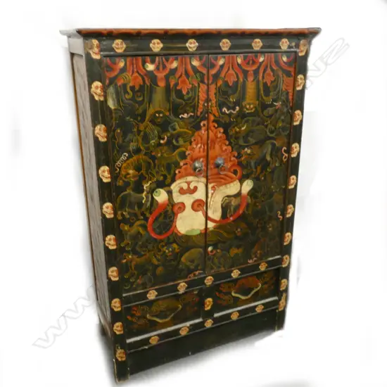 A vintage Tibetan cabinet