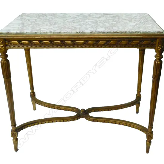 A French breccia marble and giltwood console table