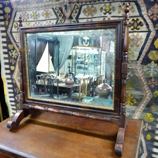 A George III walnut framed toilet swing mirror