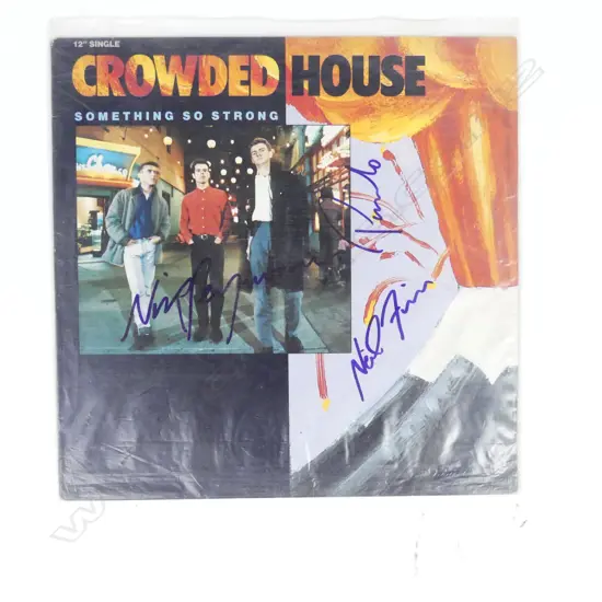 Signed Crowded House ‘Something so Strong’ single
