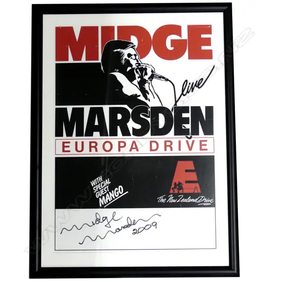 A framed promotional poster Midge Marsden Live Europa Drive