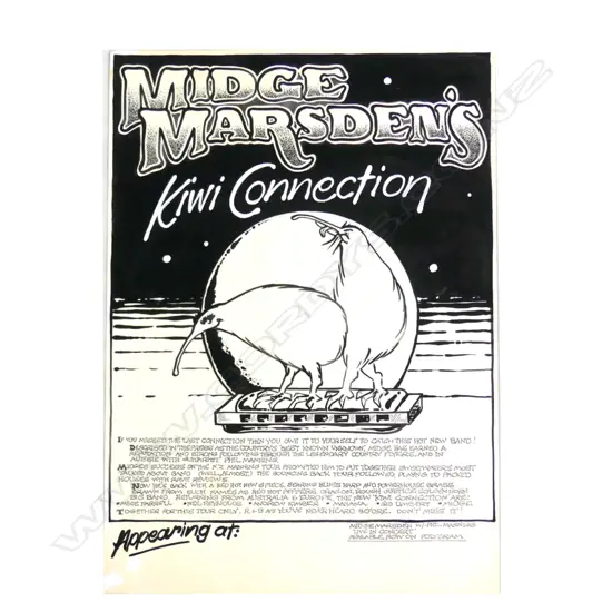 Original artwork for Midge Marsden’s ‘Kiwi Connection’ promotional poster